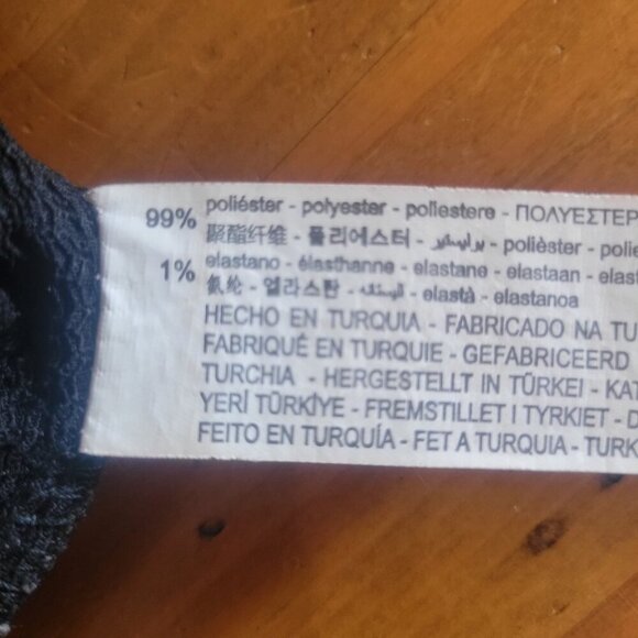 ZARA Black Short Sleeve Textured Fabric, V-Neck Cinch Loop Front Tie - Size M - Picture 11 of 13